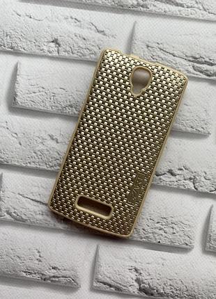 Силиконовый чехол с тиснением для lenovo a2010 золотой