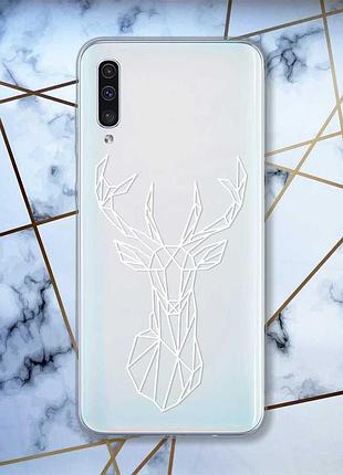 Прозрачный чехол на samsung galaxy a50 (2019) a505 олень (принт 129)