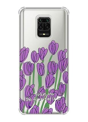Чохол з потовщеними кутами на xiaomi redmi note 9 pro/ 9s/ 9 pro max :: тюльпани (принт 265)