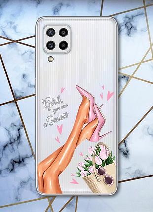 Прозрачный чехол на samsung galaxy m32 / m22 / a22 4g ножки (принт 62)