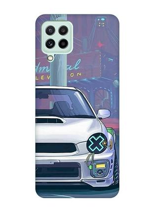 Матовый чехол с бирюзовыми боками на samsung galaxy m32/m22/a22 4g :: авто аниме (принт 239)