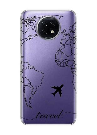Прозрачный чехол для xiaomi redmi note 9t/redmi note 9 5g :: карта. контур (принт 330)