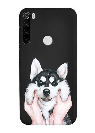 Матовий чорний чохол на xiaomi redmi note 8t :: мордочка (принт 121)