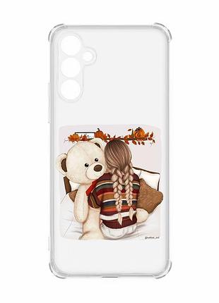 Чехол с утолщёнными углами на samsung galaxy a54 5g/a546 :: девочка с мишкой (принт 117)