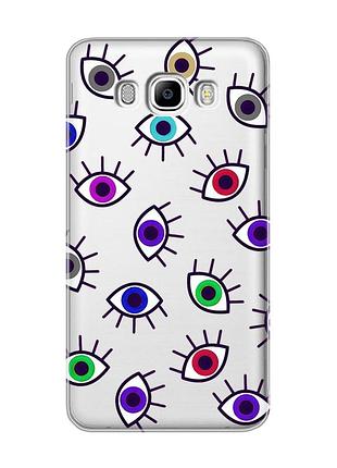 Прозрачный чехол на samsung galaxy j7(2016) j710 :: разноцветные глаза (принт 336)