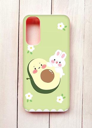 Матовий чохол з рожевими боками на samsung a34 5g :: авокадо і зайченя (принт 311)
