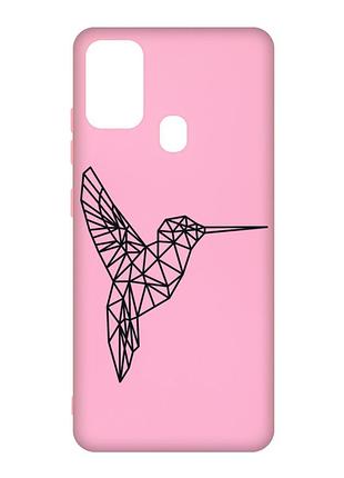 Матовый розовый чехол на samsung galaxy m30s/m21 :: колибри (принт 122)