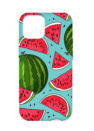 Матовый бирюзовый чехол на iphone 12 pro max :: арбузы (принт 341)
