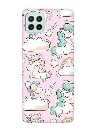 Чехол с бирюзовыми боками на samsung galaxy m32/m22/a22 4g :: единороги (принт 106)