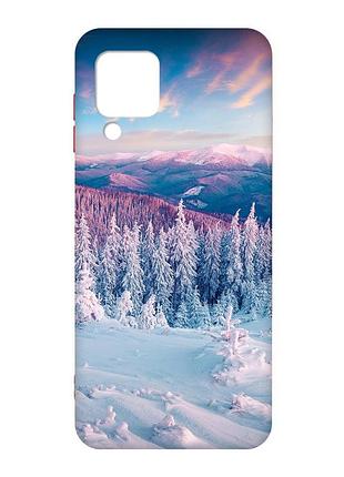 Чехол с красными боками на samsung galaxy m32/a22/m22 4g :: зимние горы (принт 163)