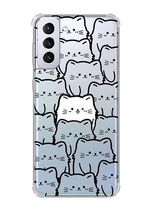 Чехол с утолщёнными углами на samsung galaxy s21 plus котики (принт 392)