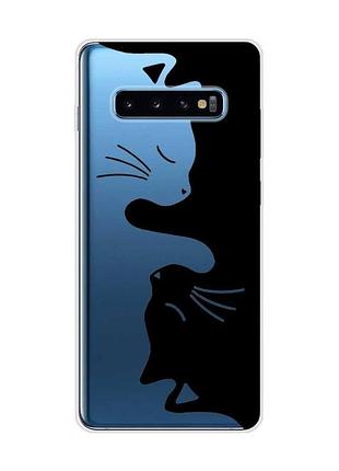 Прозрачный чехол на samsung galaxy s10 plus :: кошечки (принт 118)