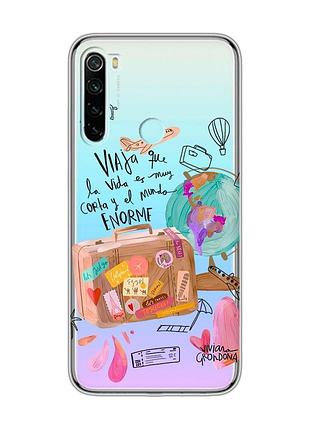 Прозрачный чехол на xiaomi redmi note 8 :: настроение путешествовать (принт 329)