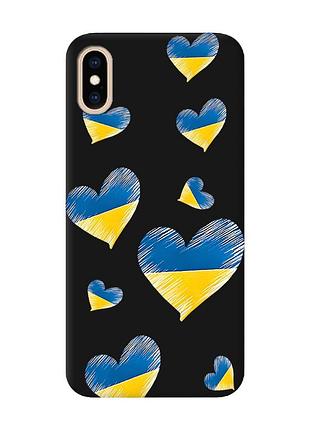 Матовий чорний чохол на iphone xs max :: сердечка. україна (принт 258)