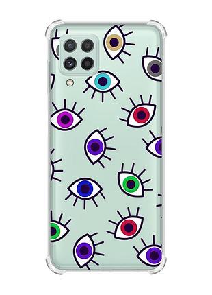 Чехол с утолщёнными углами на samsung galaxy a22 5g / a22s 5g :: разноцветные глаза (принт 336)