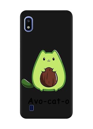 Матовый черный чехол на samsung galaxy a10 (2019) a105 :: котик авокадо (принт 306)