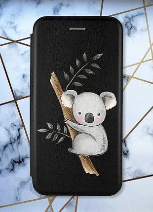 Чехол-книжка с рисунком на iphone 11 :: черный :: коала (принт 132)