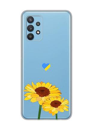 Прозрачный чехол на samsung galaxy a32 :: желтые цветы (принт 364)