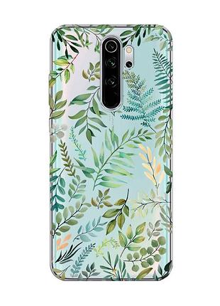 Прозорий чохол на xiaomi redmi note 8 pro :: рослинний фон (принт 377)