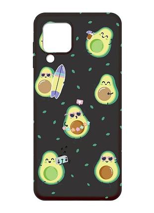 Матовий чорний чохол на samsung galaxy a22 4g/m32/m22 :: авокадо на відпочинку (принт 302)
