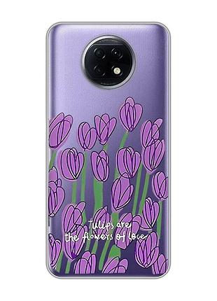 Прозрачный чехол для xiaomi redmi note 9t/redmi note 9 5g :: тюльпаны (принт 265)