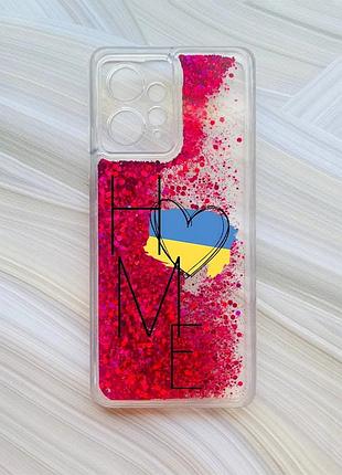 Чехол с плавающими розовыми блестками на xiaomi redmi note 12 4g дом украина (принт 353)