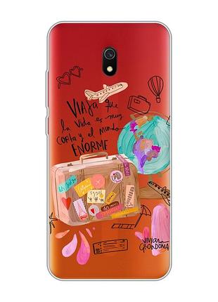 Прозрачный чехол на xiaomi redmi 8a :: настроение путешествовать (принт 329)