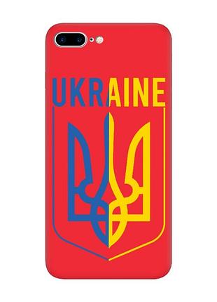 Матовый красный чехол на iphone 7 plus/8 plus :: тризуб (принт 254)