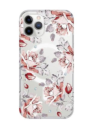Магнітний чохол на iphone 11 pro max із підтримкою magsafe :: фон троянди (принт 273)