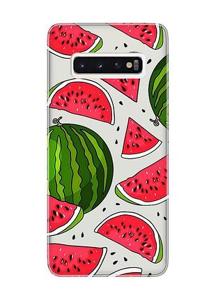 Прозрачный чехол на samsung galaxy s10 :: арбузы (принт 341)