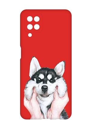 Матовый красный чехол на samsung galaxy a12 :: мордочка (принт 121)