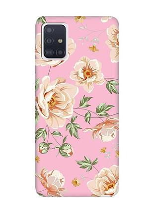 Матовый розовый чехол на samsung galaxy a51 :: цветы пастельные (принт 277)