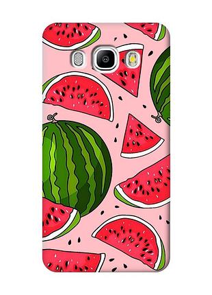 Матовый розовый чехол на samsung galaxy j5(2016) j510 :: арбузы (принт 341)