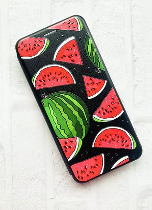 Чехол-книжка с рисунком для xiaomi redmi note 8 pro черный :: арбузы (принт 341) 2