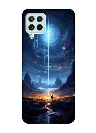 Чехол с бирюзовыми боками на samsung galaxy m32/m22/a22 4g :: космос (принт 244)