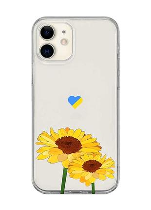 Прозрачный чехол на iphone 12 mini :: желтые цветы (принт 364)