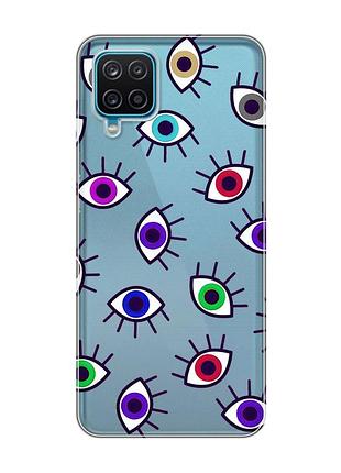 Прозрачный чехол на samsung galaxy a12 4g :: разноцветные глаза (принт 336)