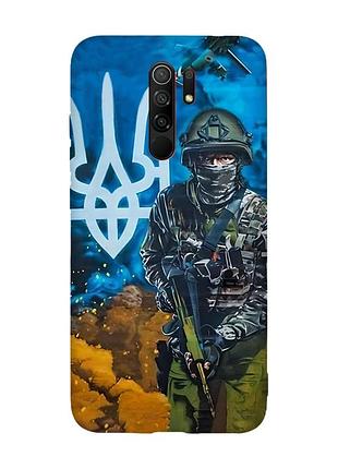 Матовый чехол с красными боками на xiaomi redmi note 8 pro :: защитник (патриотический принт 349)