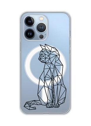 Магнитный чехол на iphone 13 pro с поддержкой magsafe :: кошечка (принт 124)