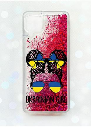 Чехол с плавающими блестками samsung galaxy a12 розовый :: украинская девушка (принт 113)