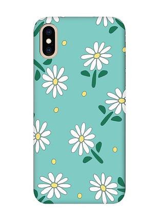 Матовий бірюзовий чохол на iphone xs max :: ромашки (принт 368)
