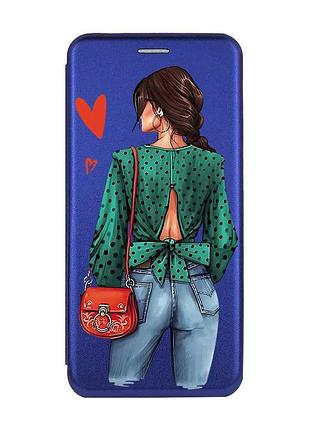 Чохол-книжка з малюнком для xiaomi redmi 13c/poco c65 синій :: дівчина в зеленому (принт 224)