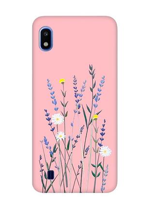Матовый розовый чехол на samsung galaxy a10 (2019) a105 :: полевые цветы (принт 270)