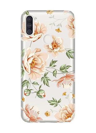 Прозорий чохол на samsung galaxy a11 :: квіти пастельні (принт 277)