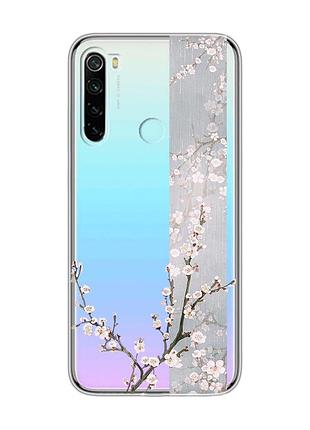 Прозрачный чехол на xiaomi redmi note 8 :: цветущая сакура (принт 285)