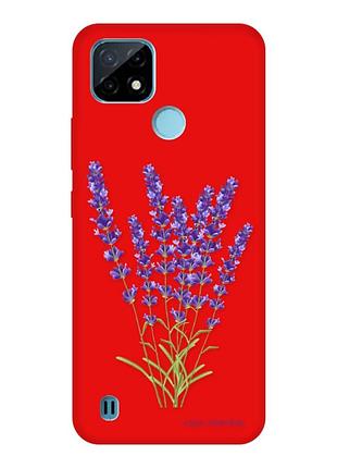 Матовый красный чехол на realme c21y :: лаванда (принт 28)