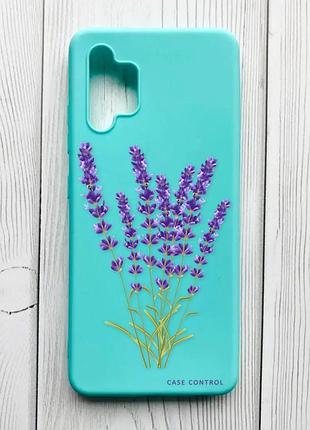 Матовый бирюзовый чехол на samsung galaxy a32 лаванда (принт 28)