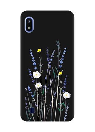 Матовый черный чехол на samsung galaxy a10 (2019) a105 :: полевые цветы (принт 270)