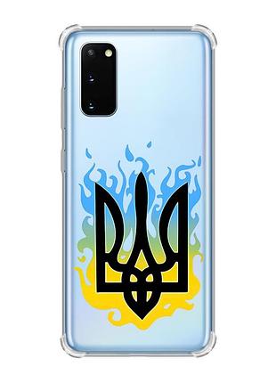 Чохол із потовщеними кутами на samsung galaxy s20 plus :: тризуб полум'я (принт 257)