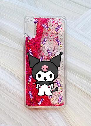 Чехол с плавающими блестками на xiaomi redmi 9a розовый куроми (принт 390)